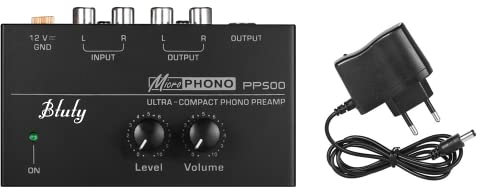 Btuty Préampli Phono Préamplificateur Ultra-compact avec contrôles de niveau et de volume Entrée et sortie RCA 1/4