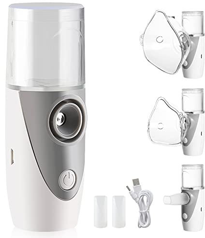 BIAOQINBO Inhalationsgerät für Kinder,Inhaliergerät Erwachsene Baby Inhalator Vernebler Set mit 2 Maske und 2 Mundstück Atemwegserkrankungen Wirksam Inhaliergerät (Grau)
