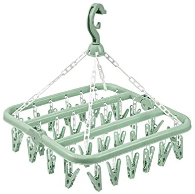 GmeDhc Stendibiancheria pieghevole con 32 clip per biancheria intima e piccoli articoli di lavanderia