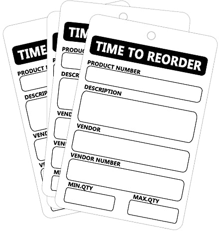 Time to Reorder Tags,2.5x3.5 Inch 100 Pcs Per Pack Warehouse Inventory Card for Business Inventory Management