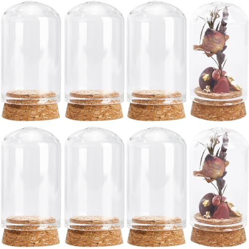 SUNNYCLUE 12Pcs Mini Glass Dome Cover 30x50mm Mini Dome Glass Jar Glass Display Dome Glass Bell Jar with Cork Base Mini Cloche Dome Small Glass Bottles for Wedding Home Christmas Party Favor Decor