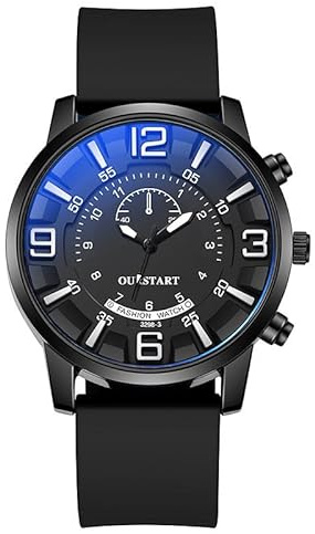 LIWEARE Reloj de pulsera para niños, analógico, de cuarzo, para niños, correa suave, tiempo de aprendizaje, reloj de pulsera para deportes al aire libre, Negro , Cordón