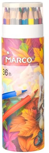 MARCO Matite colorate a olio a 36 colori per adulti – Con forma esagonale, pre-affilate e infrangibili. Il set di matite con portapenne è ideale per artisti, studenti e principianti