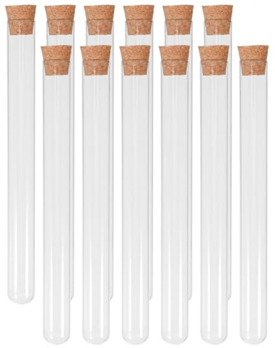 GALPADA Lot De 12 Tubes À Essai En Verre Transparent 20 X 150 Mm Avec Bouchons En LièGe Pour Stockage De Liquides CosméTiques Et ExpéRiences Scientifiques Portables