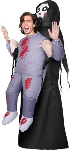 Lustwieta Inflatable Grim Reaper Costume, Grim Reaper Mens Costume, Mens Halloween Costumes Adult Scary, Fancy Dress Outfit One Size For Adults