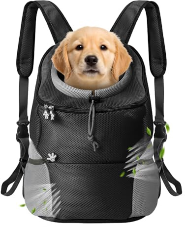Bojury Hundetrage-Rucksack, Welpentragetasche mit Entrinnen-sicherem Reißverschluss, Atmungsaktiver Hundetransportrucksack für Reisen, Outdoor-Aktivitäten und Wandern Atmungsaktiv für 6-8 kg Hunde