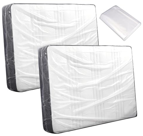 2 Pezzi Custodia Materasso Matrimoniale, 120 x 240cm Sacco Protettivo per Materasso in Plastica, Fodera a Sacco Per Materassos, Coprimaterasso Trasloco, Per Traslochi Conservazione e Trasporto