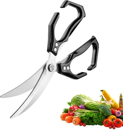Jiimhte Tijeras Para Aves,Tijeras De Cocina 2 En 1 Con Cascanueces - Acero Inoxidable Uso Intensivo para Barbacoa Pescado Comida Carne Pollo Preparación Alimentos Mariscos