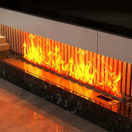 ZHNANDAMAI 3D Water Vapor Fireplace, Water Vapour Fireplace with Flame Adjustment Feature, 9 Adjustable Colors, Ultra-Slim 3mm, Automatic Water Refill, Brushed Stainless Steel, 80cm/31.4in