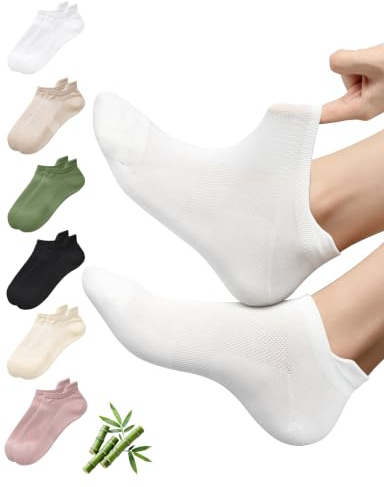 Becellen 6 par bambusneakers korta strumpor kvinnor 36–40 för vardag och sport