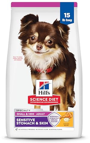 Hill's Science Diet Adult Sensitive Stomach & Skin Small & Mini Dry Dog Food, Chicken, 15 lb. Bag (Updated Formula)