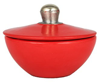 Orientalische Tadelaktdose Dosen aus Tadelakt Freira Rot 11cm | farbige Marokkanische Minzdose Tee Kaffee Dose aus Marokko | Orient Vintage Vorratsdose Gewürzdose rund | Geschirr orientalisch Handarbeit