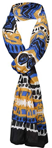 TigerTie gecrashter Schal in blau braun schwarz weiß gemustert - Gr. 180 x 50 cm