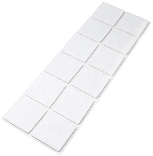 Adsamm® / 12 x deslizantes de Fieltro autoadhesivos/Blanco / 40x40 mm/Cuadrado/Deslizantes de Fieltro para Muebles de 3,5 mm de Grosor/Deslizantes para Muebles y Suelos