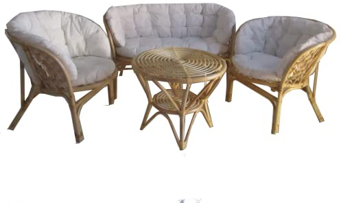 fantasie d oriente salotto in rattan vimini midollino naturale arredamento per esterno vimini set 4 pezzi giardino terrazzo 2 poltrone 1 divano 1 tavolo spedito su bancale