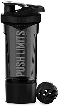 Artoid Mode Fitness Workout Sports Protein Shaker Bottle 24-Ounce, Dual Mixing Technology with Shaker Balls & Mixing Grids Included, Twist and Lock Protein Box Storage Included