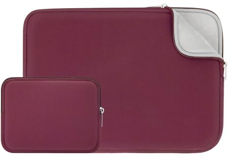 RAINYEAR 13 Zoll Laptop Hülle mit Zubehörfach für MacBook Air 13 Zoll (M5 M4 M3 M2 M1) sowie 13,3 und 14 Zoll MacBook Pro gepolsterte Schutzhülle mit flauschigem Innenfutter(Rot)