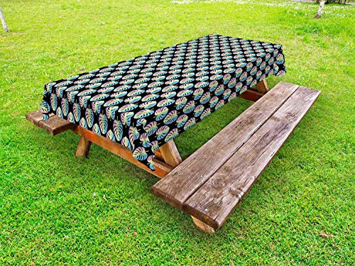 ABAKUHAUS Blätter Outdoor-Tischdecke, Bunte Monsteras Tropical, dekorative waschbare Picknick-Tischdecke, 145 x 210 cm, Mehrfarbig