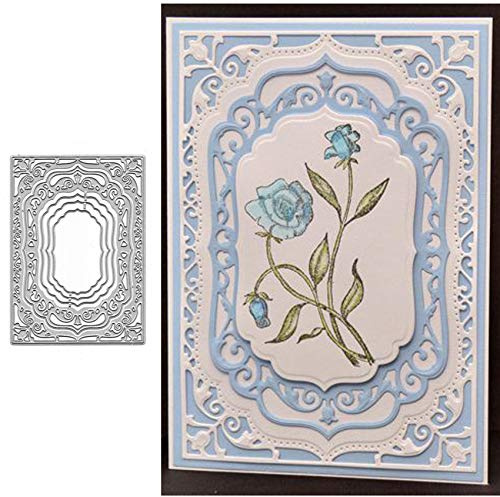 Laced Rectangle Frame Metal Die Cuts,Flower Border Square Frames Layering Label Card Cutting Dies Cut Stencils for DIY Embossing Photo Decorative Paper Dies Scrapbooking Card Making