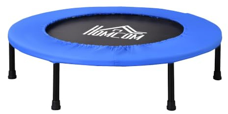 HOMCOM Trampolino Elastico per Allenamento 30 Molle Ø91x22.5cm Nero e Blu | Tappeto Fitness, in Acciaio, Plastica e PP