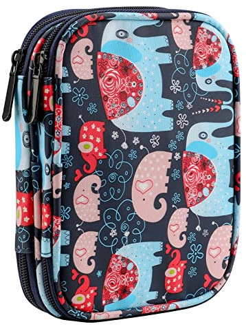 Coopay Crochet Hook Case, Organizer for Interchangeable Circular Needles and Ergonomic Hooks, Travel Storage Bag, Elephant