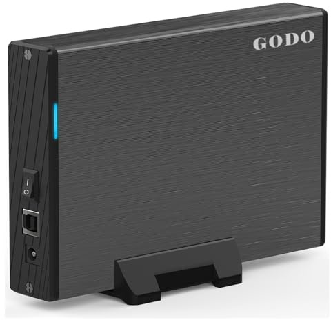GODO USB 3.0 to 3.5 Inch Hard Drive Enclosure, Vertical External Hard Drive Docking with Stand for 3.5 inch SATA HDD SSD, Aluminum Alloy Drive Case Support Up to 18TB with UASP,Power Adapter