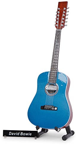 AXMAN David Bowie Miniature Guitar Replica - Cadeaux de Musique - Artisanal Ornemental Échelle 1/4 - Boîte d’Affichage