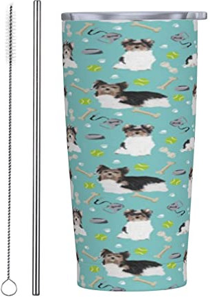IUBBKI Biewer Terrier Dogs Toy Dog Toy Breeds Cute Biewer Terriers 20 Oz Vacuum Travel Mug Insulated Water Bottles Stainless Steel Tumbler Coffee Cup