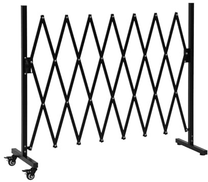 SMONTER Expandable Barricade Gate, 82 Metal Safety Barrier Gate with Casters, Accordion Garden Yard Fence Portable Dog Gates with Latch Indoor Outdoor