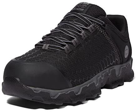 Timberland PRO Men's Powertrain Sport Alloy Safety Toe Industrial Athletic Work Shoe, Black/Grey-2024 New, 14 W