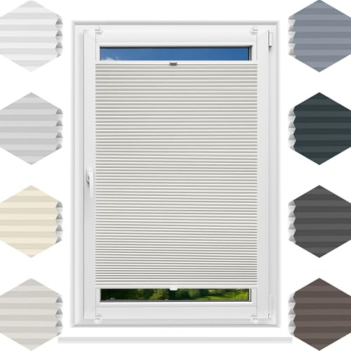 Rettika Store plissé alvéolé sans perçage Thermique occultant sur Mesure, Largeur 30-129 cm, Hauteur 150-230 cm – Store intérieur