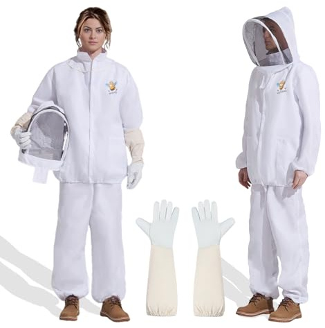 QHZHANG Sting-Proof Beekeeping Suit for Men Women, Size L (Fits 5'2-5'7)