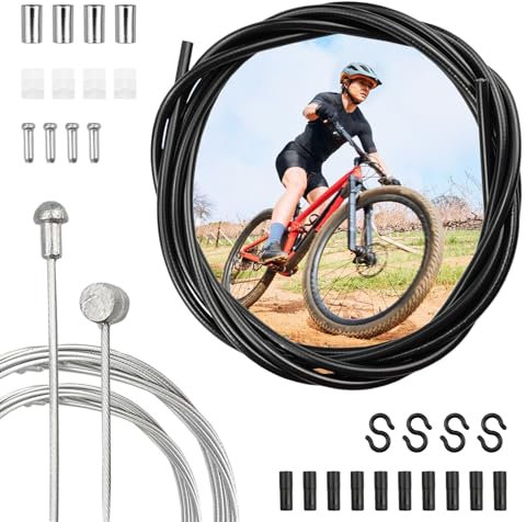 MytaYt 2 Sätze Bowdenzug Universal Fahrrad Schaltzug Set, Hülle und Bremse mit Endhülse Endkappen/O-Ringe Donuts Universal Fahrrad Bremszug und Schaltzüge aus Polyvinylchlorid, Schwarz