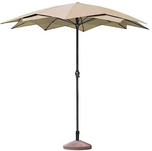 WYRMB Ombrellone da giardino Ombrellone da patio Ombrellone da patio con base serbatoio acqua inclusa Colonna in acciaio Ombrello esterno Manovella aperta 8,2 piedi Base riempibile a 8 stecche
