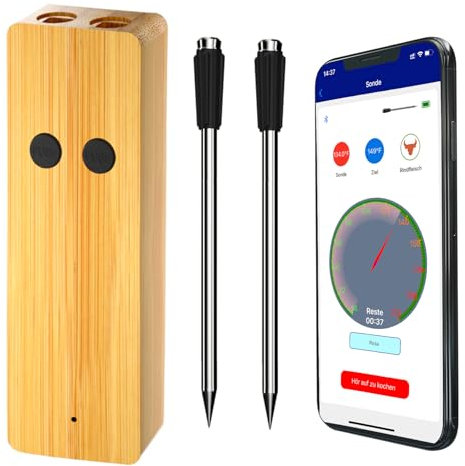 Fleischthermometer Grillthermometer Kabellos Digital Meat Thermometer 150m Bluetooth Bratenthermometer für Backofen/Grill/Rotisserie/BBQ/Smoker,Smarte Küchenthermometer Grill Thermometer Neues Upgrade