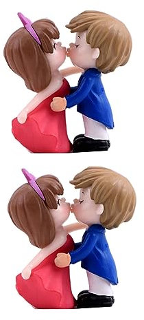 Vaguelly 2paare Miniatur Figuren Hochzeit Deko Kuss-Puppen Ornamente Für Kuchen Einweihung Geburtstag Home Dekoration