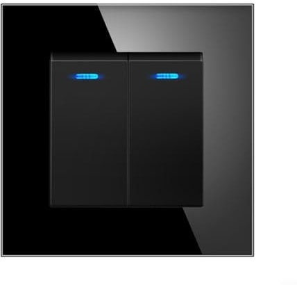 Pannello interruttore luci senza fili – Interruttore di controllo a parete con doppio controllo per camere da letto, salotti, centri commerciali (nero)