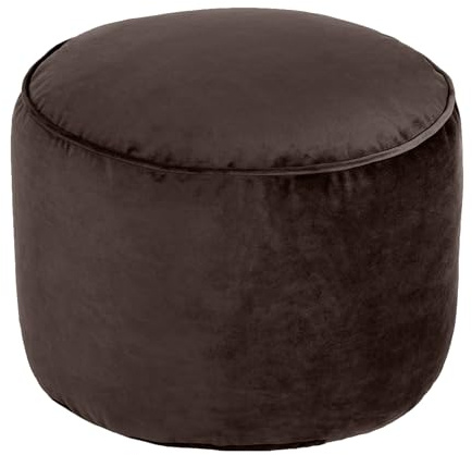 Loft 25 Puf redondo de terciopelo de alta calidad, relleno para interiores, hogar, sala de estar, diseño ergonómico para apoyo, duradero y cómodo (chocolate)