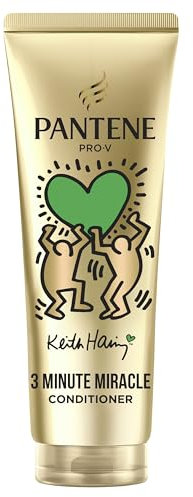 Pantene Pro-V x Keith Haring Art Collection Lisse & Soyeux Après-shampoing 3 Minute Miracle 220ml pour Cheveux Frisés et Secs, Aide à Lisser et Régénérer les Cheveux, À l'Acide Hyaluronique
