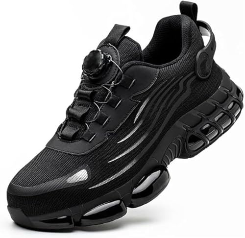 SSLLH Steel Toe Shoes Sneakers, 2025 New Air Cushion Construction Industrial Safety Work Shoes for Men(Black,EU43)