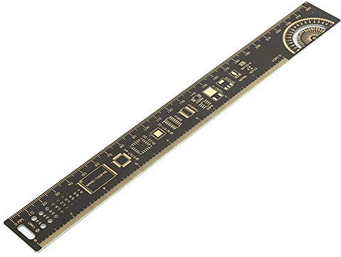 SilkRoadSupply Printed Circuit Board Ruler Multifunctional Engineering Measuring Tool for Electronic Designers 25cm 10 Inch Gold Plated High Hardness Wear imprevious