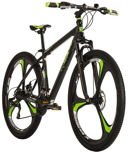 WYLD Mountainbike Hardtail 29'' Sharp Schwarz 21 Gänge (Schwarz-Grün, 46 cm)