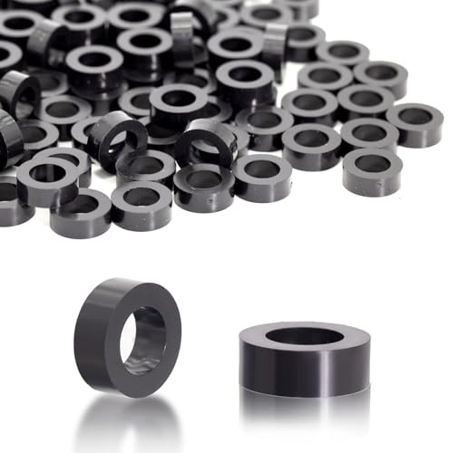 KINETOX 100 piezas Arandelas ABS Negras Juego Plastico Casquillos distanciadores M8 Arandelas 14 x 5 mm Espaciadoras Aislamiento Se aplica a Utilizado Placas de Circuito | Aislamiento Eléctrico