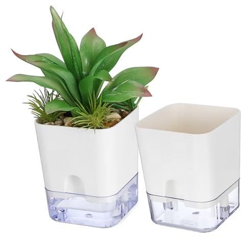 Toddmomy 2 Pièces Pots à Arrosage Automatique pour Plantes Intérieur de Pots Autonomes Plastique Durable pour Fleurs et Plantes pour Maison Bureau et Hôtels