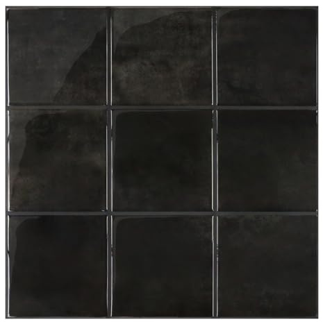 Commomy Più Spessi Piastrelle Adesive Cucina Nero, Paraschizzi Cucina Mattonelle Adesive Bagno, Vinile Pannelli Decorative 3D per Parete(10 pezzi, 30,5 x 30,5 cm)