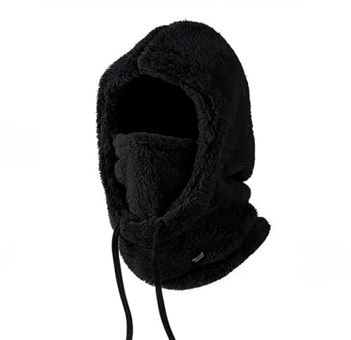 GYIOFAI Balaclava Thermal Windproof Ski Mask, Fleece Cycling Motorcycle Balaclava Face Coverings, Neck Warmer Scarf Cold Weather Hat, Hood Snoods Hats, for Women Men Winter Outdoor Sports (Black)