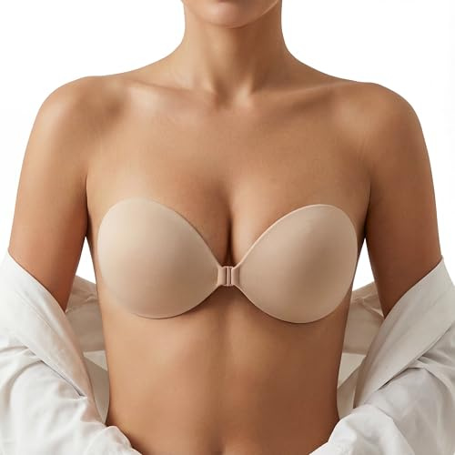 Lillypads® Soutien Gorge Adhesif Push Up – Sticky Bra Invisible avec Fermoir Métal – Soutien Gorge sans Bretelles Dos Nu – Réutilisable