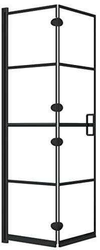 Vikbar duschkabin ESG 80 x 140 cm, svart med aluminiumprofil, vikbar duschdörr för badrum, nisch, stänkskydd, säkerhetsglas, ramlös, enkel installation, barriärfri, handtag
