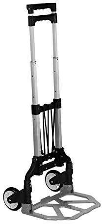 Mount-It! Folding Hand Truck and Personal Dolly, Foldable Aluminum Trolley Cart, 165 Lb Capacity Heavy Duty Dolly with Wheels of Rubber for Moving, Comfortable Telescoping Handle for Indoor Outdoor