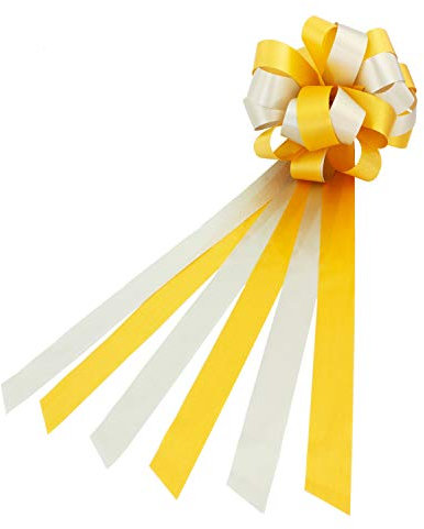 Oblique Unique® Geschenk Schleife Groß mit Geschenkband Glänzend für Geschenke Tüten Zuckertüten zum Basteln Dekorieren Verzieren - wählbar (Gold)